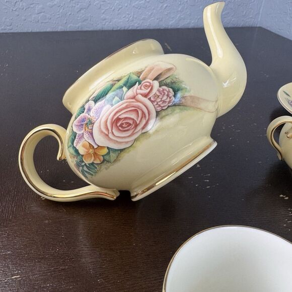 Hour Of Power Genuine Bone China Tea Set Service Pot Creamer Sugar Bowl Cups - Picture 11 of 12
